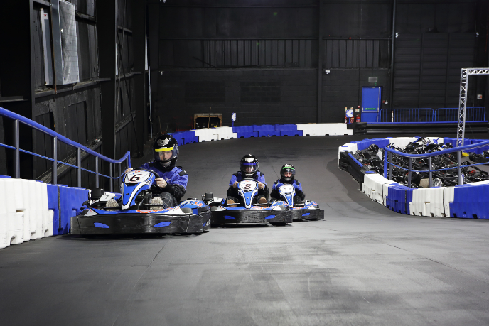go karting track with three drivers
